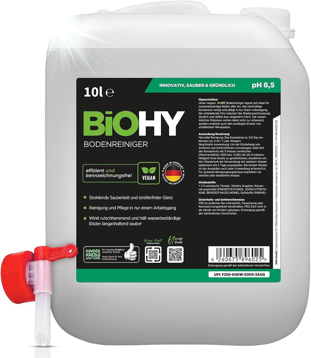 Detalle de BIOHY Bodemreiniger concentraat, 10 liter voor waterbestendige harde vloeren