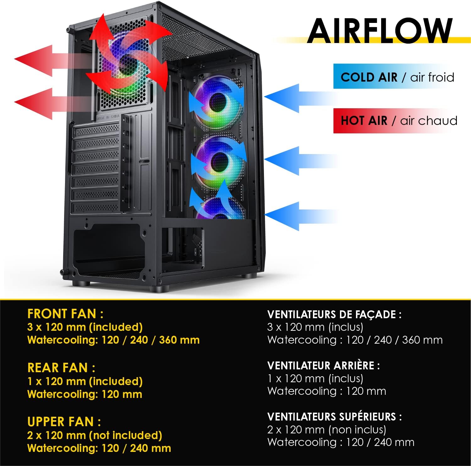 Thumbnail 3 de EMPIRE GAMING Ruby PC-Gehäuse: ARGB-Mittel-Tower für ATX, mATX & ITX mit 4×120-mm 5V-Lüftern