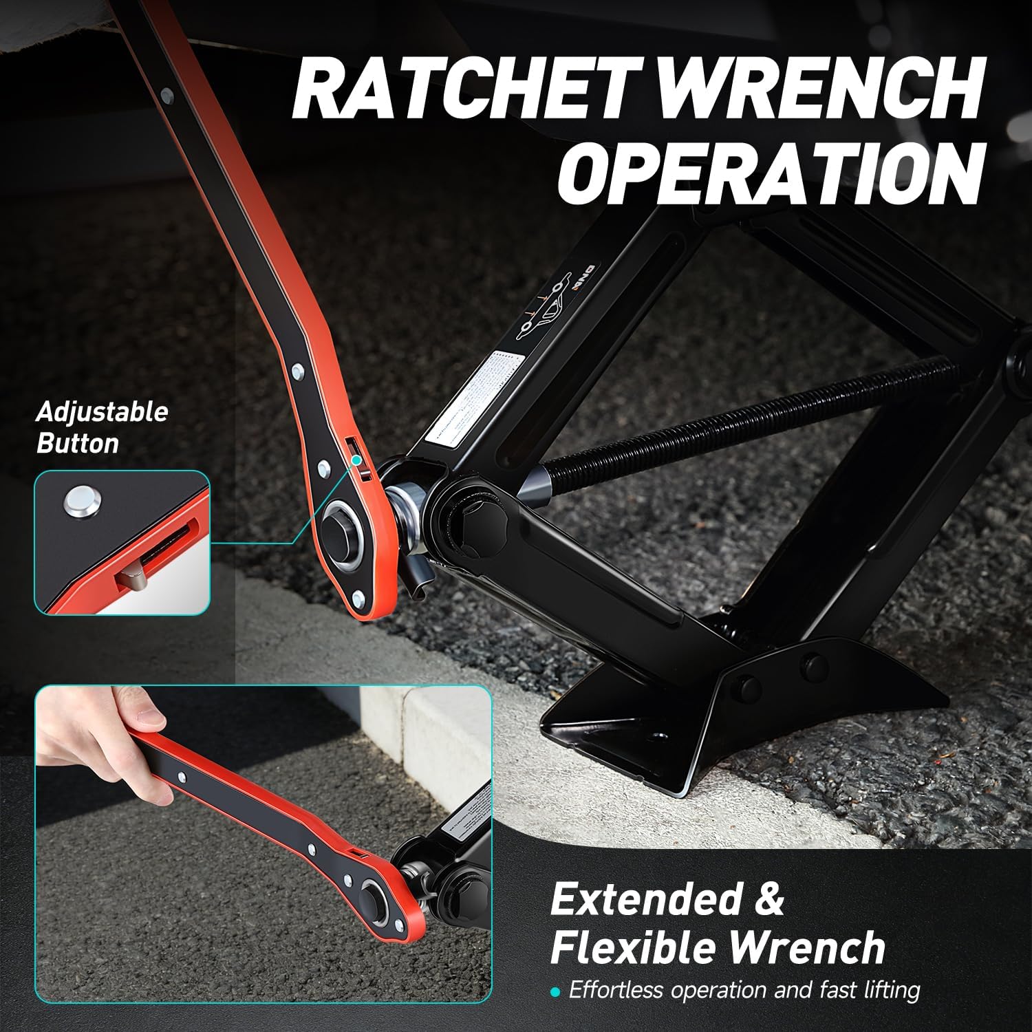 Thumbnail 3 de DNA Motoring Scissor Jack, 1.5-Ton Capacity