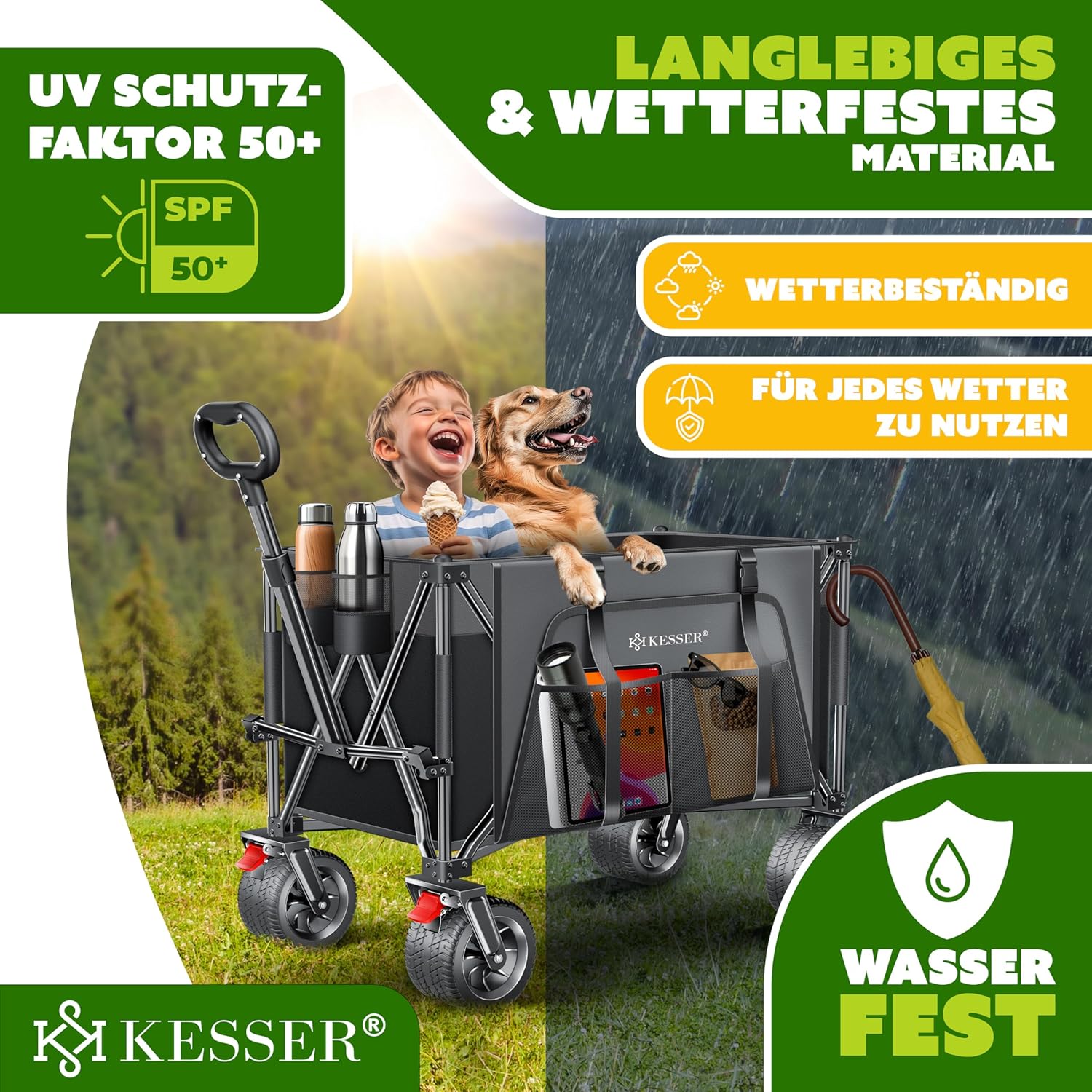 Thumbnail 6 de KESSER® Carro de mano GTR9000 🛒 - Resistente, plegable y con accesorios