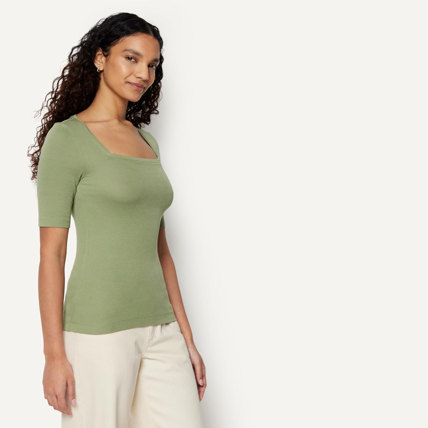 Thumbnail 1 de Amazon Essentials Damen Halbarm-T-Shirt mit quadratischem Ausschnitt – Slim Fit