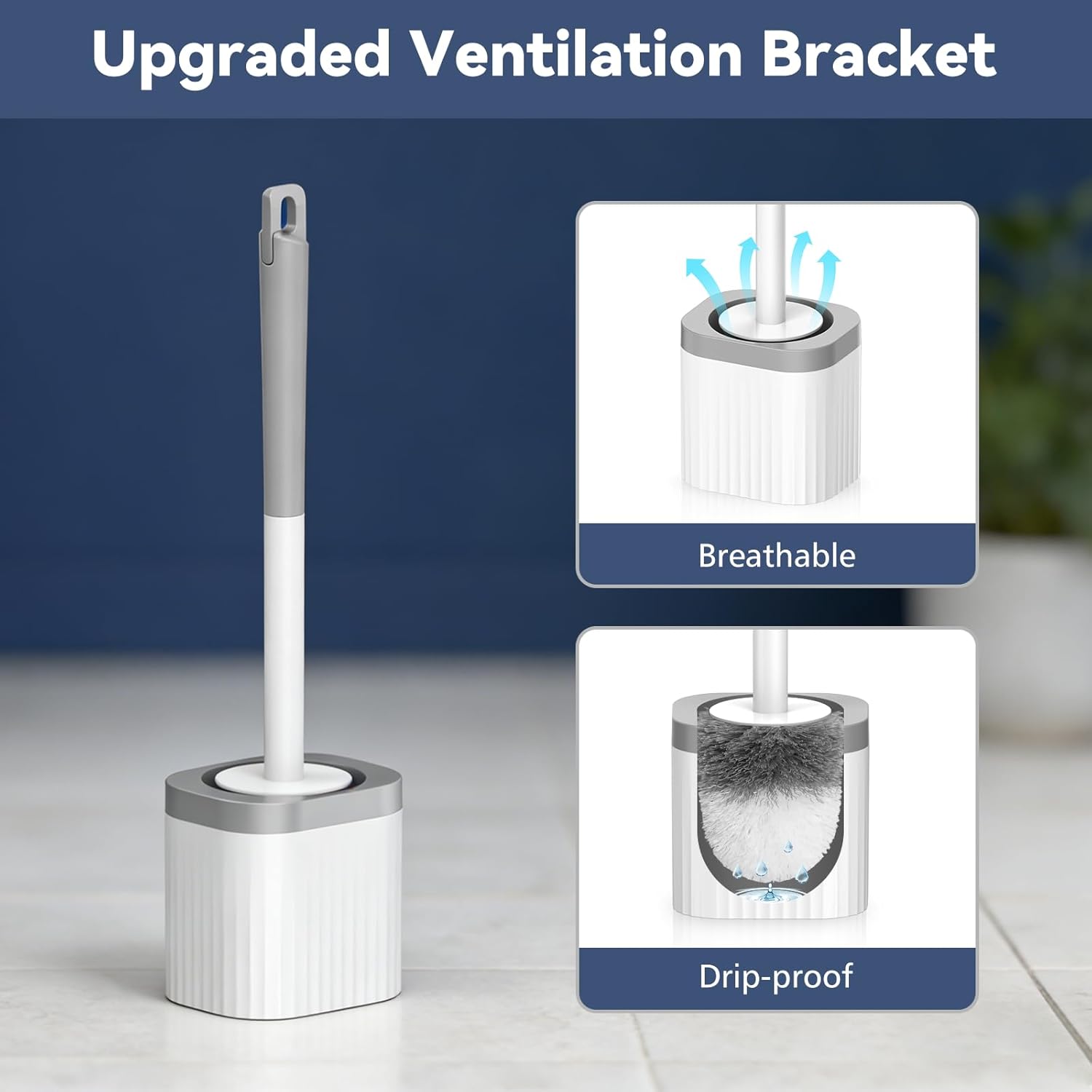 Thumbnail 4 de EZKEY 3-Pack Compact Toilet Brush and Holder Set with Hidden Holder and Drip-Proof Base