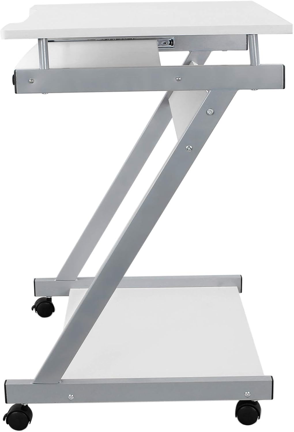 Detalle de VASAGLE Z-Form Schreibtisch LCD811W (weiß) mit 4 Rollen und Tastaturauszug