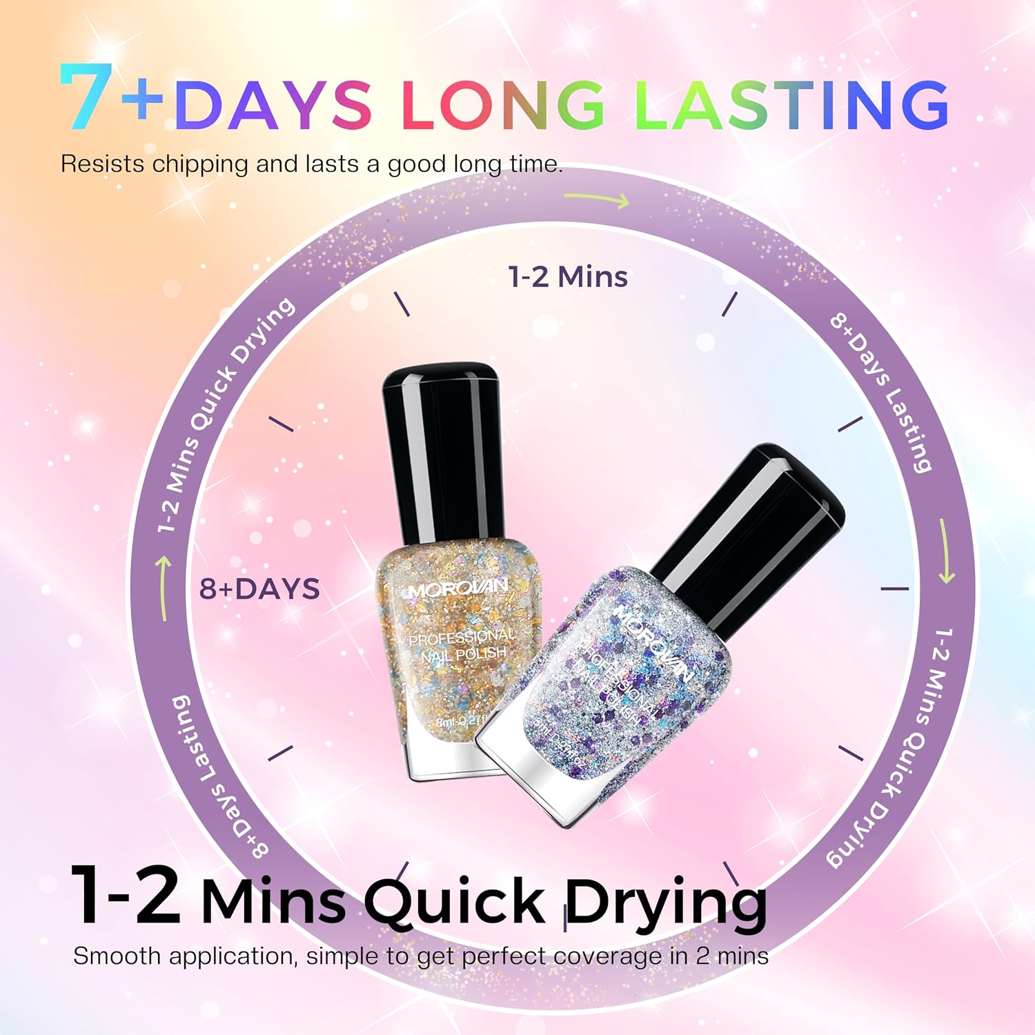 Detalle 2 de Morovan Glitter Nail Polish Set, 6 Colors