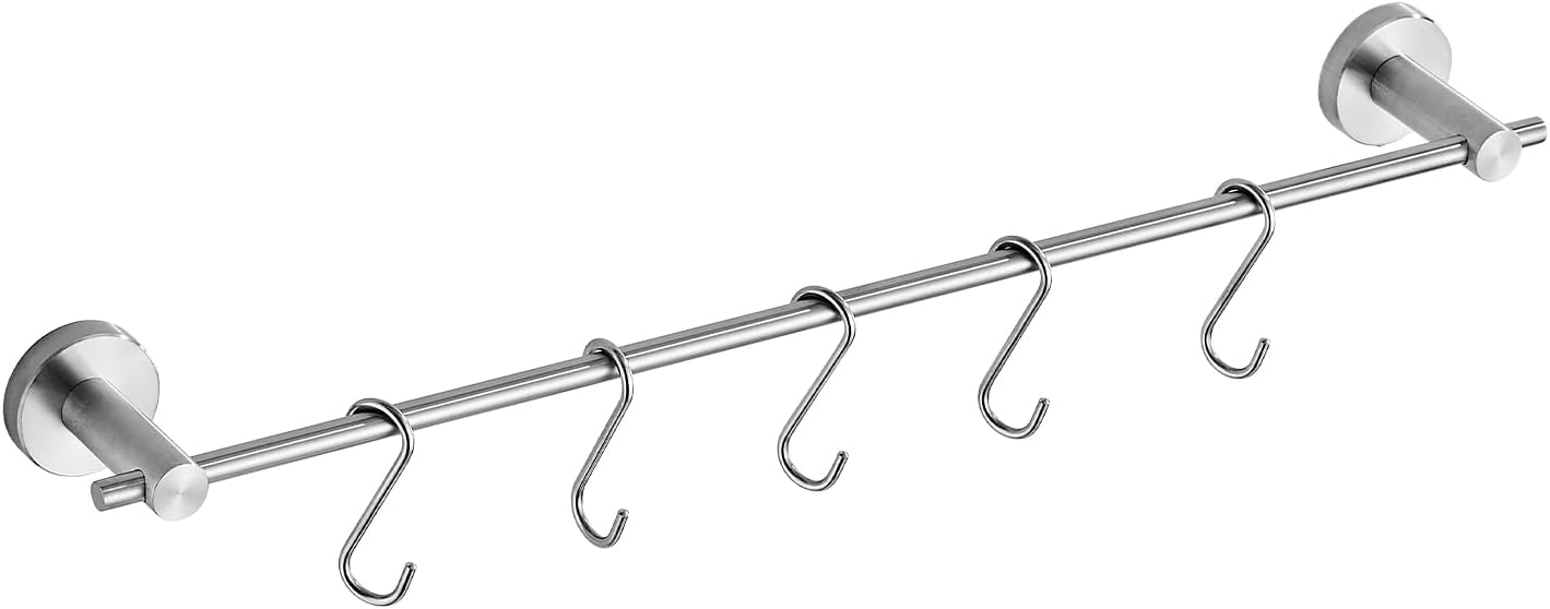 Thumbnail 6 de YIGUANXIN 22 inch (55.2cm) bathroom towel rack with 5 detachable hooks, wall mounted in brushed gold