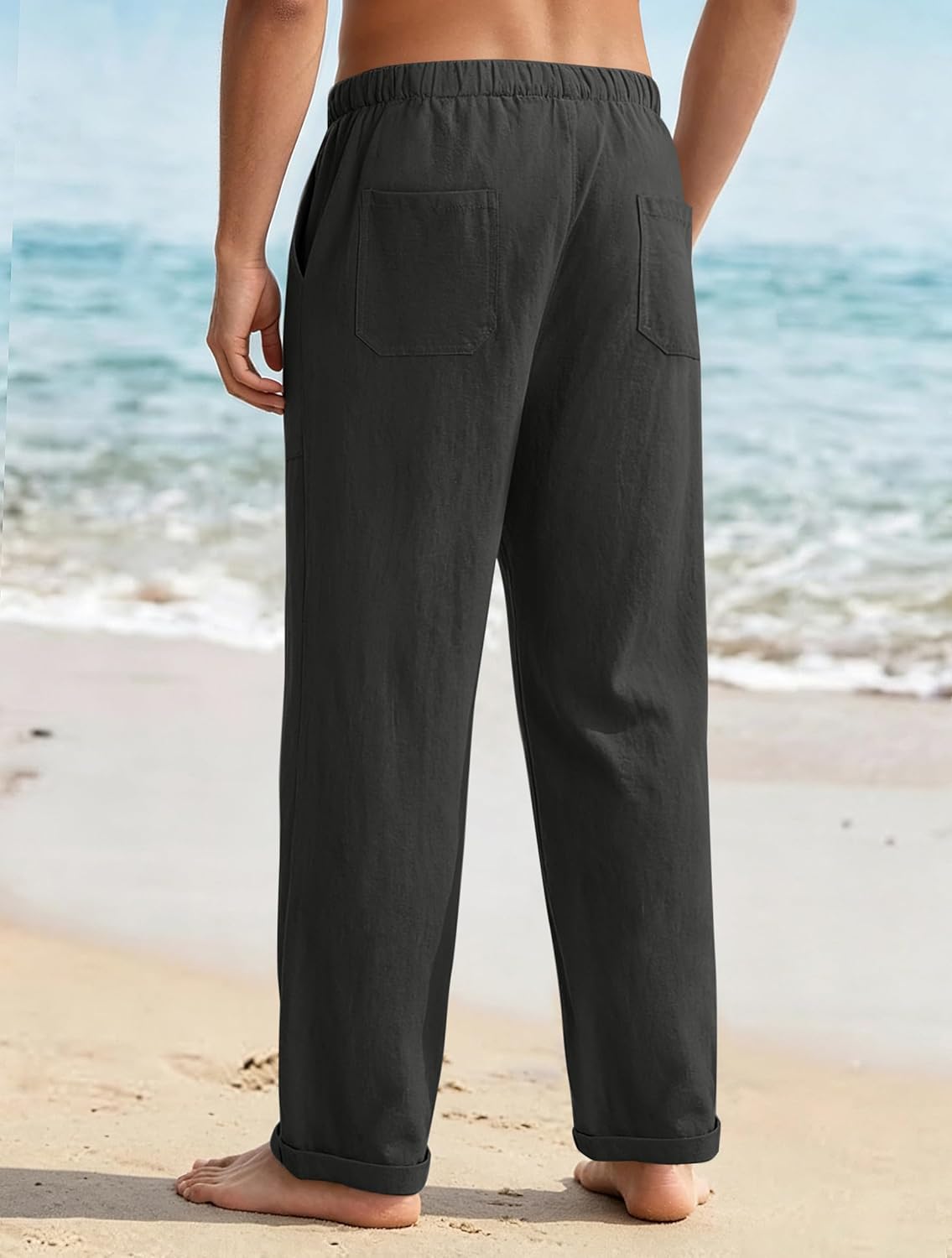 Thumbnail 4 de Puimentiua Leinenhose Herren – Europäische Größe, leichter Sommerlook, Loose Fit mit Tunnelzug