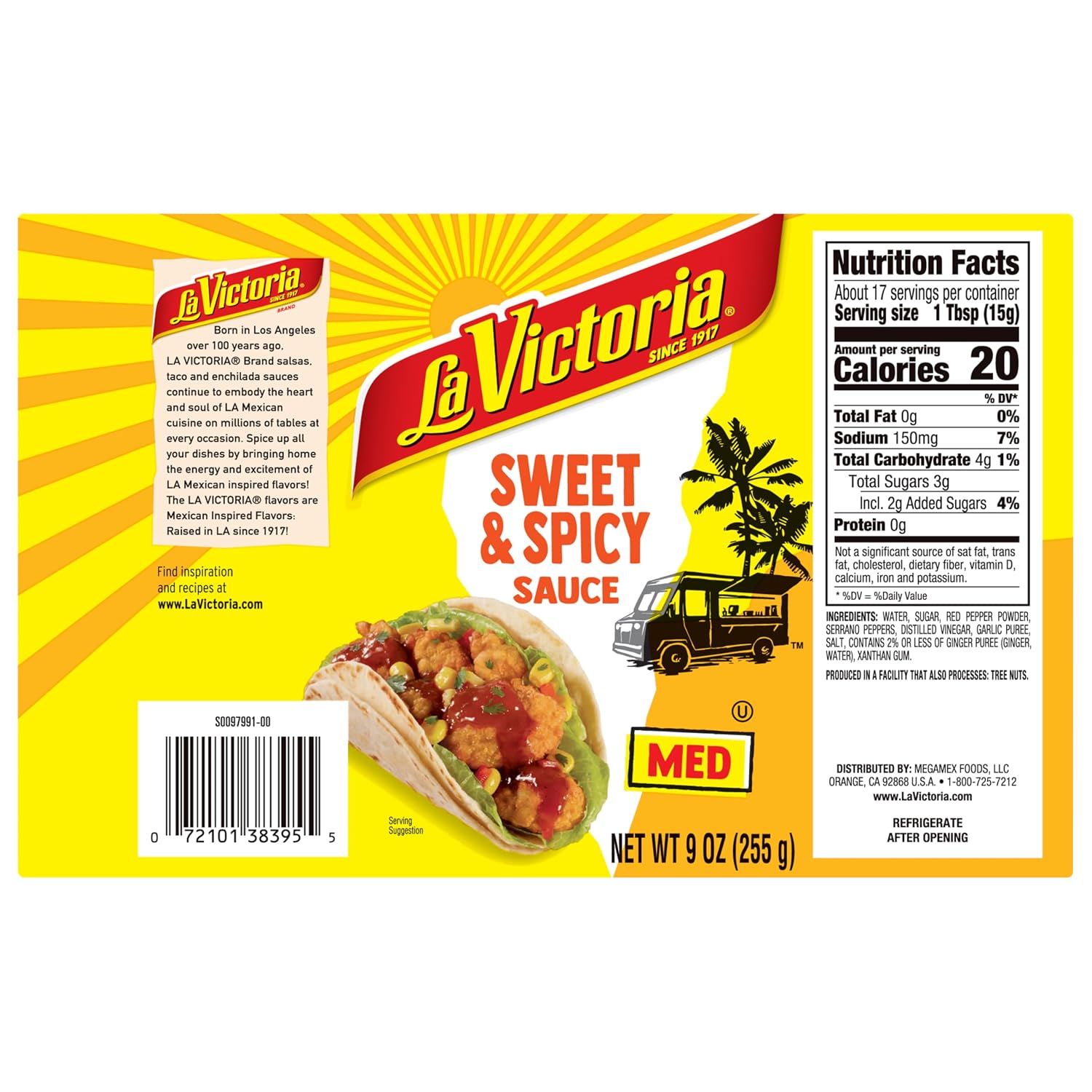 Detalle de La Victoria Sweet & Spicy Medium Sauce, 9 oz Squeeze Bottles, 8-Pack