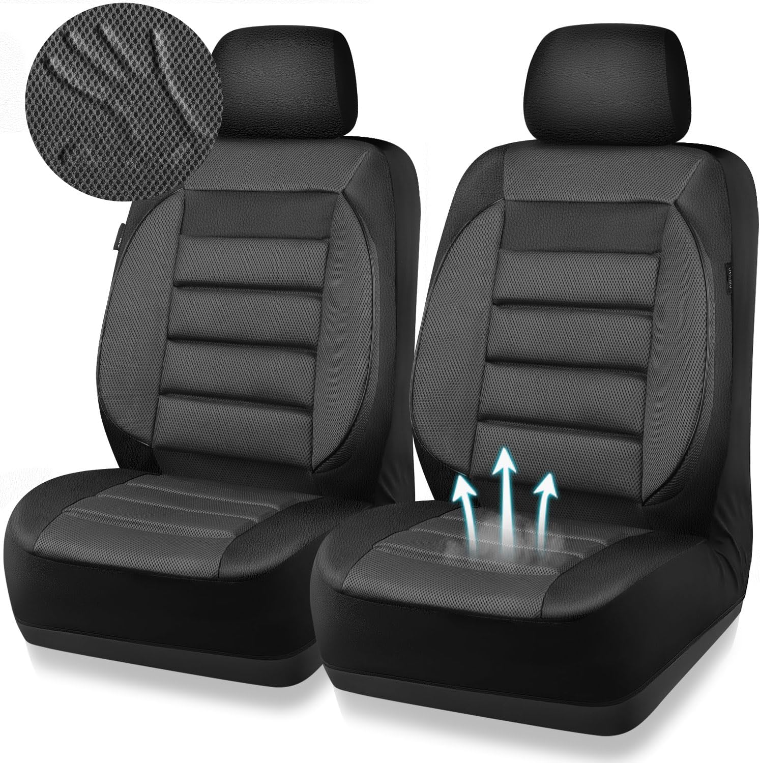 Detalle 2 de CAR PASS 3D Foam Leather Front Seat Covers, Charcoal Gray