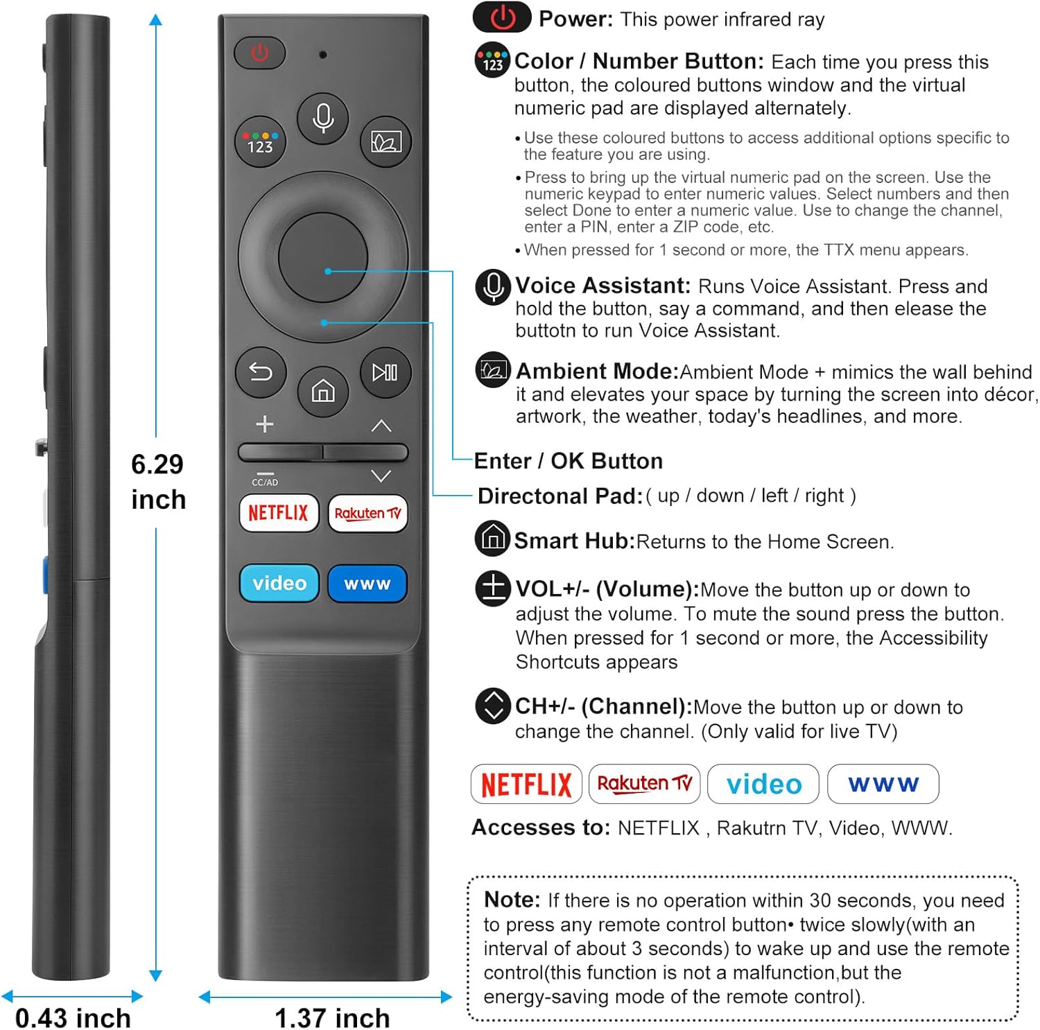 Thumbnail 6 de Sprachersatz für Samsung Smart-TV-Fernbedienung mit Sprachfunktion und 4 Shortcut-Tasten (für ausgewählte Modelle)