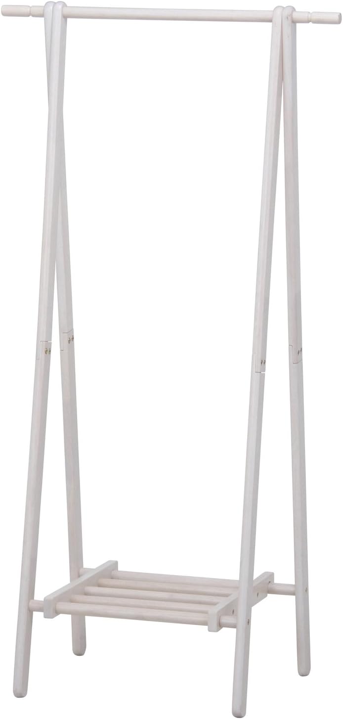 Detalle de 不二貿易 14103 木製コートハンガー 幅75cm 棚付き・折りたたみ式 ホワイト