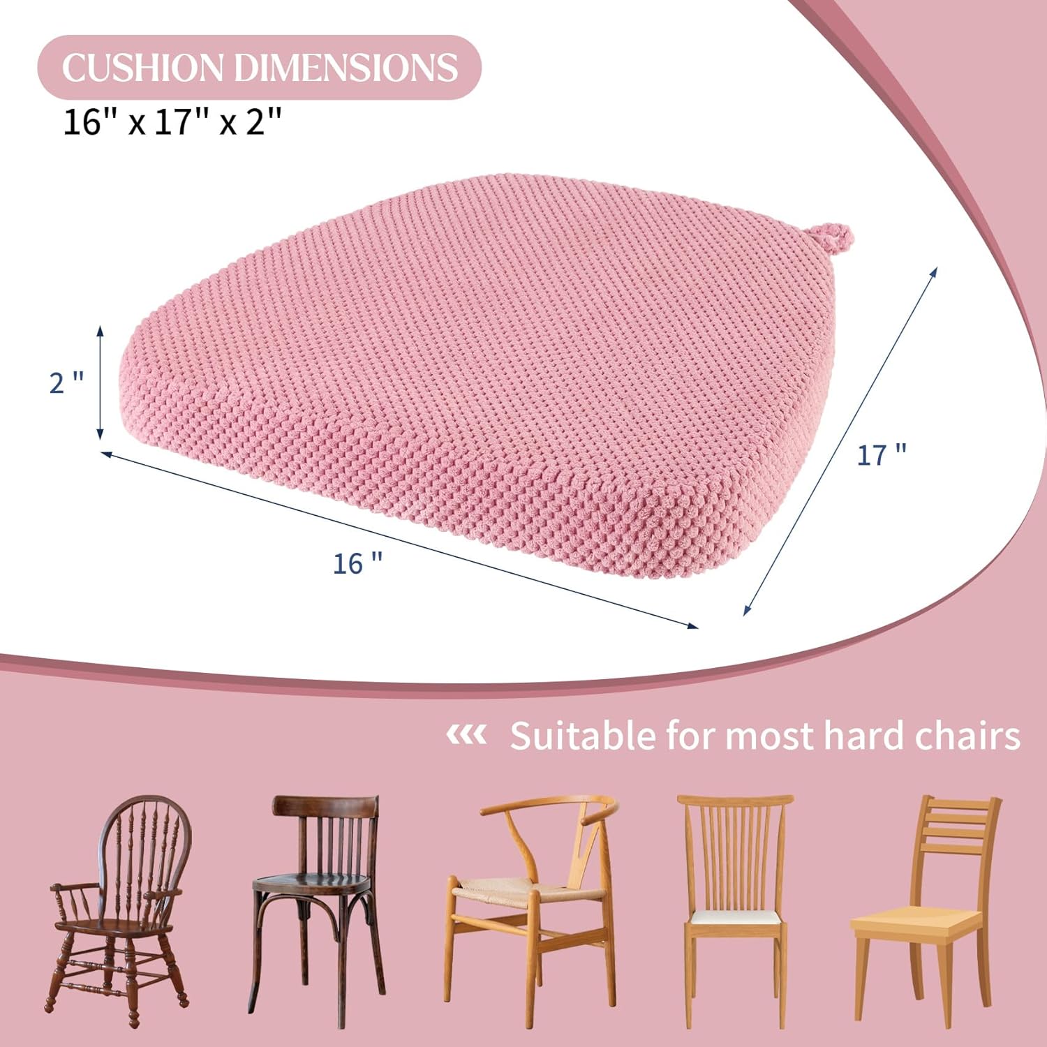 Thumbnail 1 de PRONOUS 17"x16" Pink D-Shape Chair Cushion pack 🎋