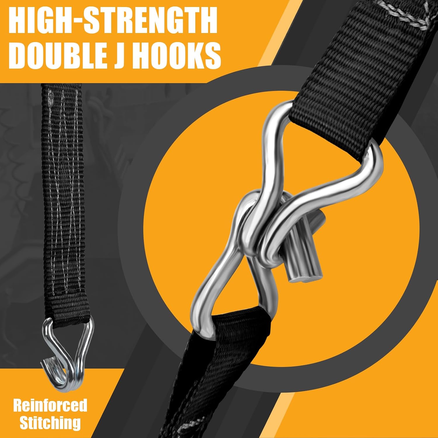 Detalle de IAZZCO Heavy Duty Ratchet Straps with Hook – 6m x 40mm (2 Pack)