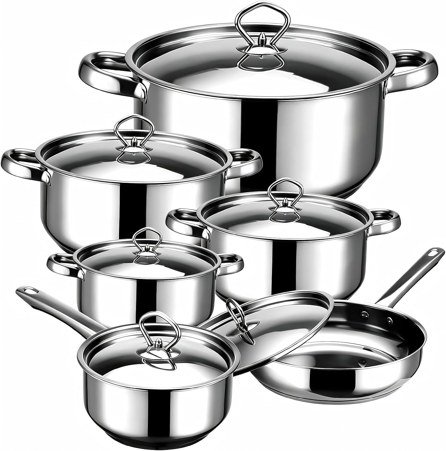 Detalle de Colourcoco Stainless Steel Cookware Set 12-Piece