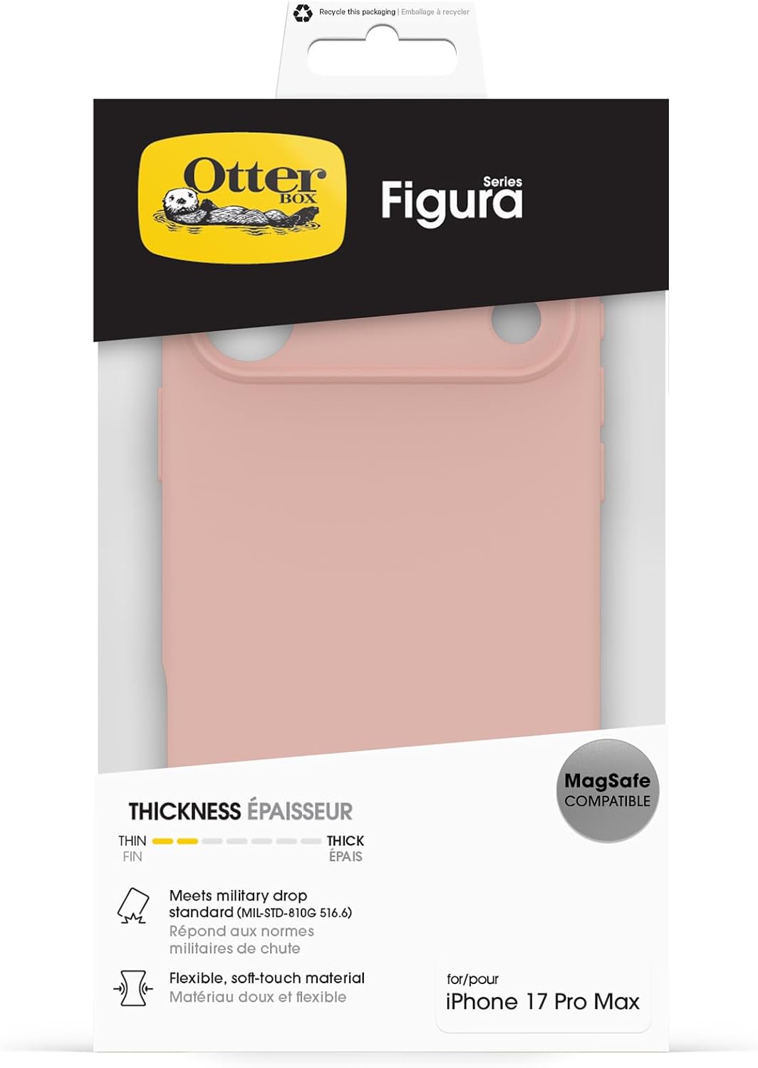 Detalle de OtterBox Figura Series MagSafe pour iPhone 17 Pro Max – Coque Fine, Antichoc et Antichute (Rose)