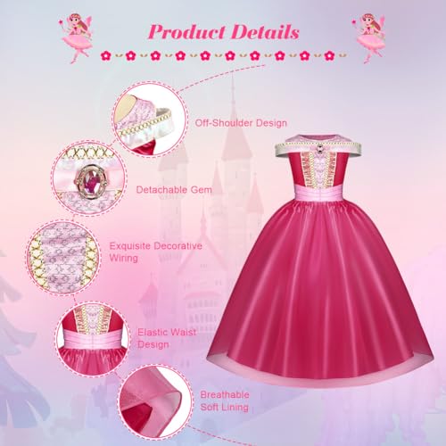 Detalle 2 de URAQT Princess Costumes for Girls, Sleeping Beauty Costumes for Girls Aurora Costume, Princess Fancy Dress Up for Cosplay Halloween Christmas
URAQT Princess Costumes for Girls, Sleeping Beauty…