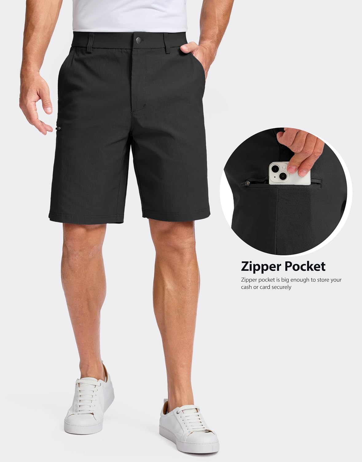 Detalle de Pudolla Men's Casual Shorts 7/9 Inch Golf Shorts Stretch Dress Work Shorts