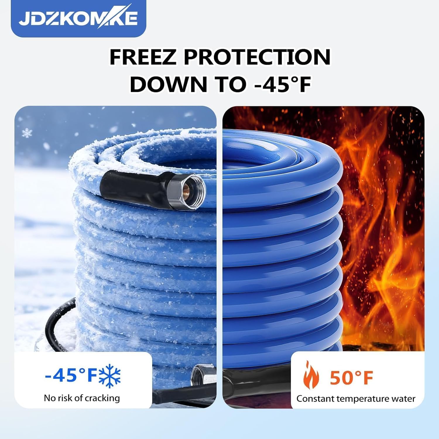 Detalle de JDZKOMKE 30FT Heated RV Water Hose, Lead-Free with PVC and Brass Fittings