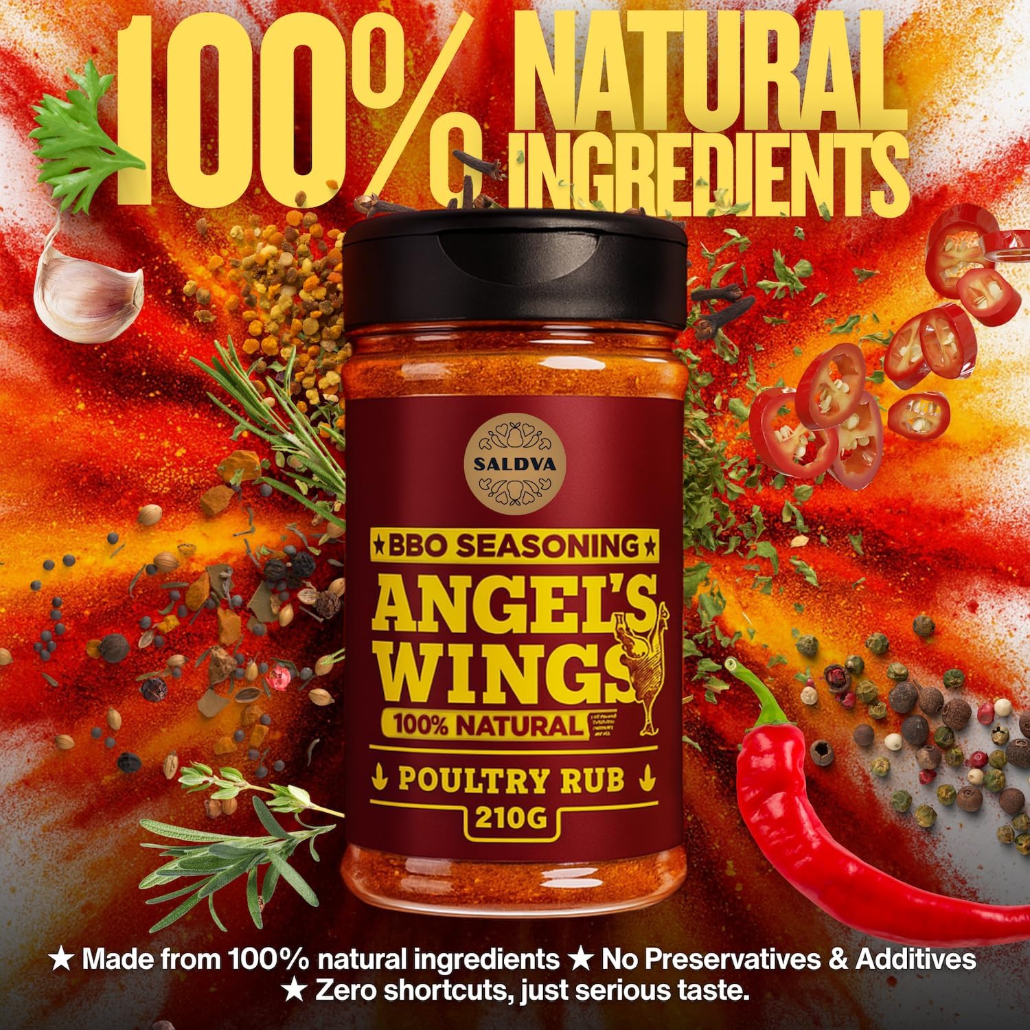 Detalle 2 de SALDVA Angel's Wings assaisonnement poulet barbecue 210 g