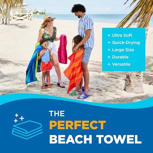Thumbnail 2 de Kaufman Soft Oversized Beach Towels (4 Pack) – 29" x 58" Velour Striped Cotton Towels