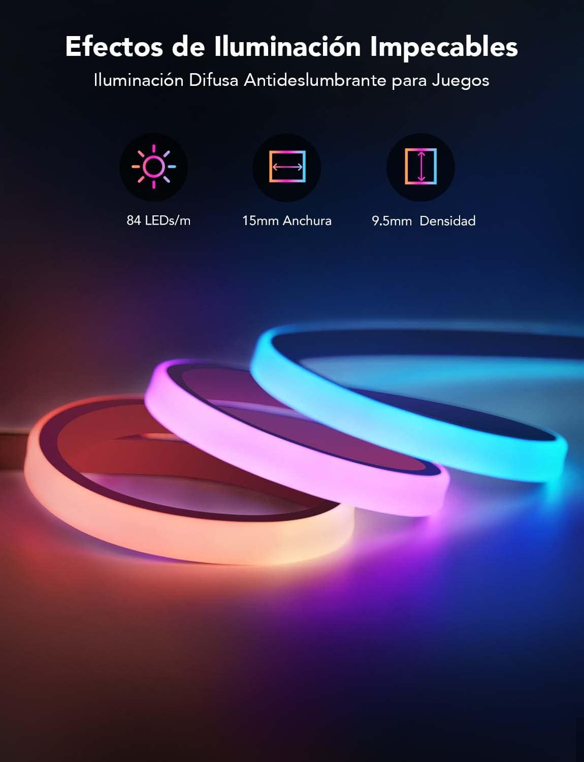Detalle 2 de Govee Tira LED Neon 3m RGBIC para Gaming con Razer Chroma
