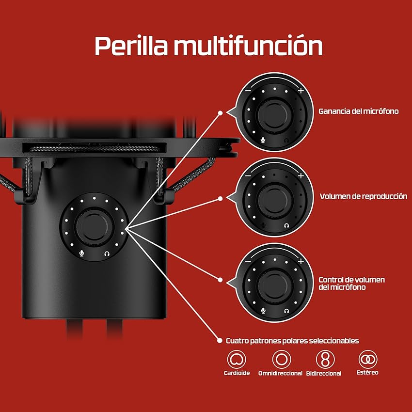 Detalle 2 de HyperX Quadcast 2 Frost — micrófono USB para streaming 🎤