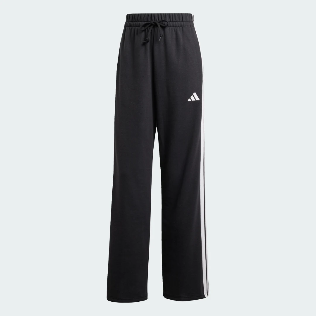 Detalle de Pantalón Essentials Open Hem French Terry 3 bandas de Adidas – negro