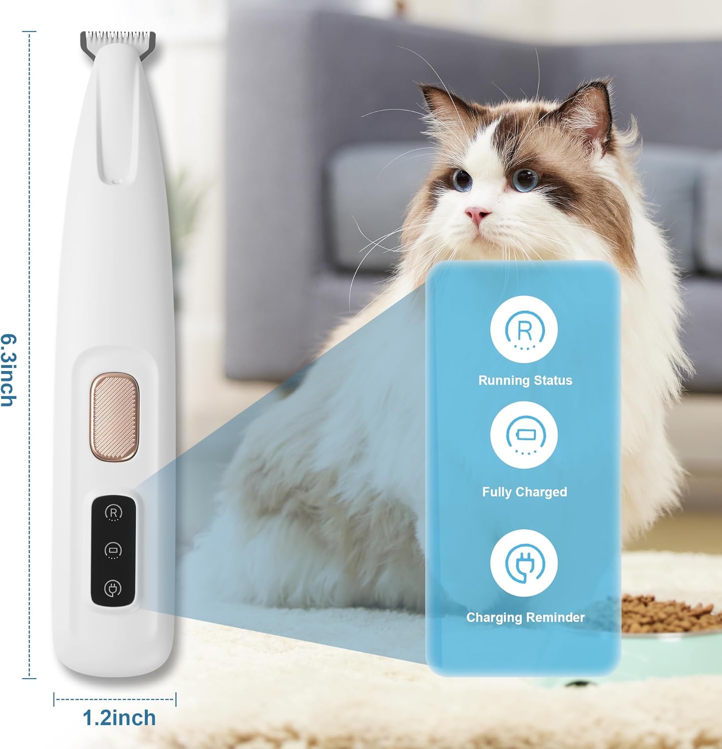 Detalle 2 de PawTrim Pro Tondeuse LED silencieuse sans fil USB rechargeable étanche pour chiens et chats