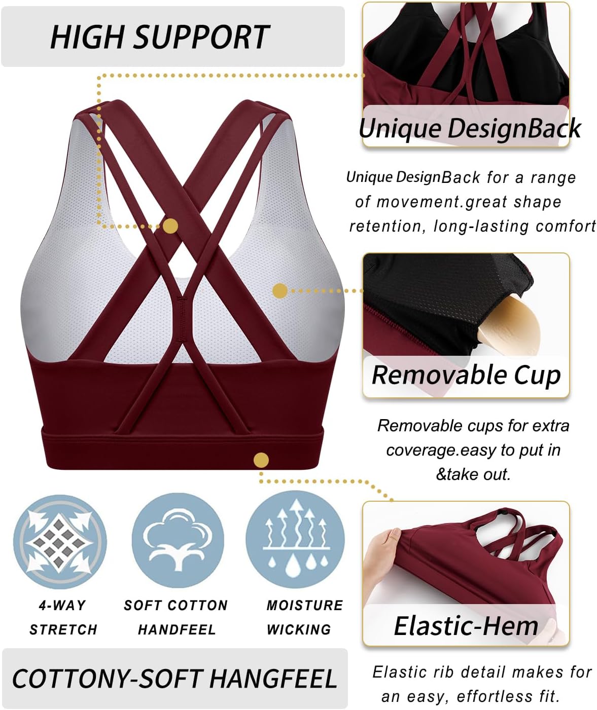 Detalle 2 de RUNNING GIRL Sports Bra with Removable Pads