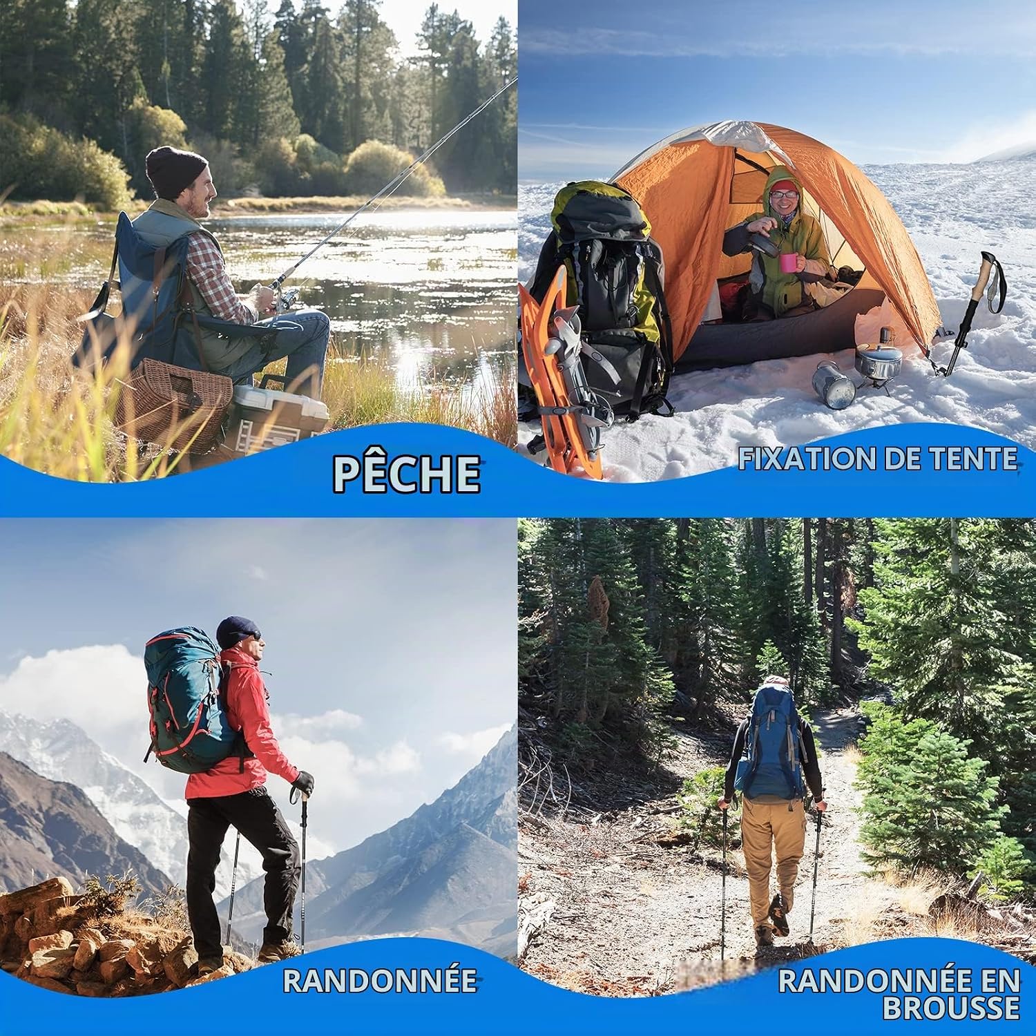 Thumbnail 6 de Overmont OM-Trekking Poles-Folding-Aluminium wandelstokken, 7075-aluminium en EVA-grepen