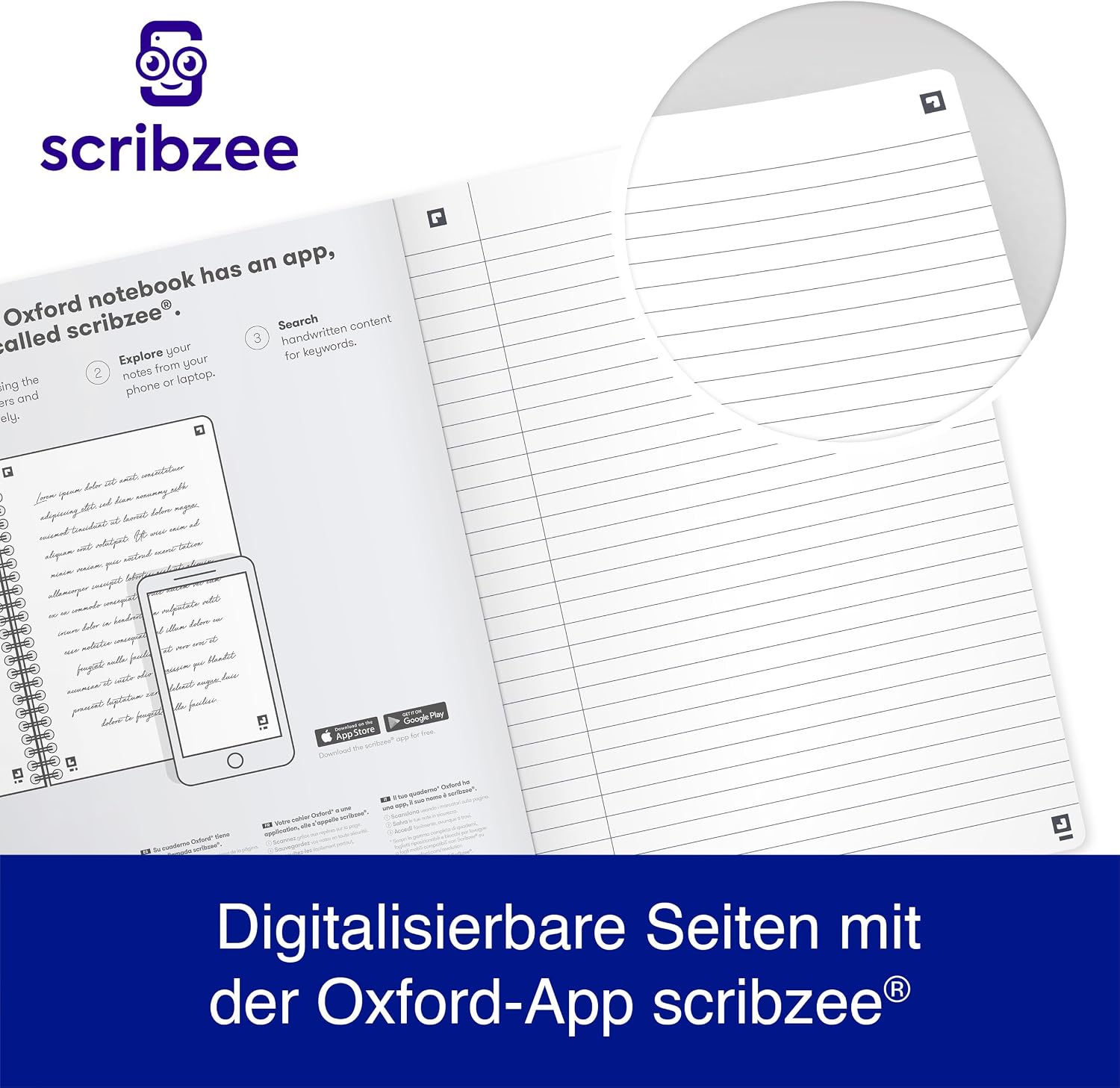 Detalle de Oxford Romance Notizbuch B5 – 5er-Set, liniert, 160 Seiten, Softcover mit Glanzdetails und farbigem Schnitt (4 Motive)