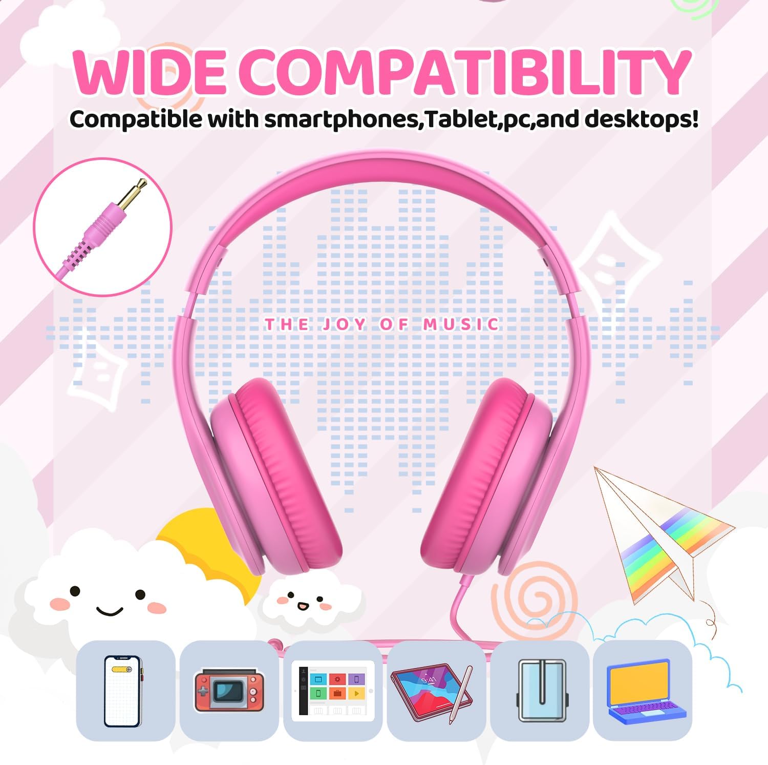 Thumbnail 3 de JoySpark Kids Headphones 85dB volume limit