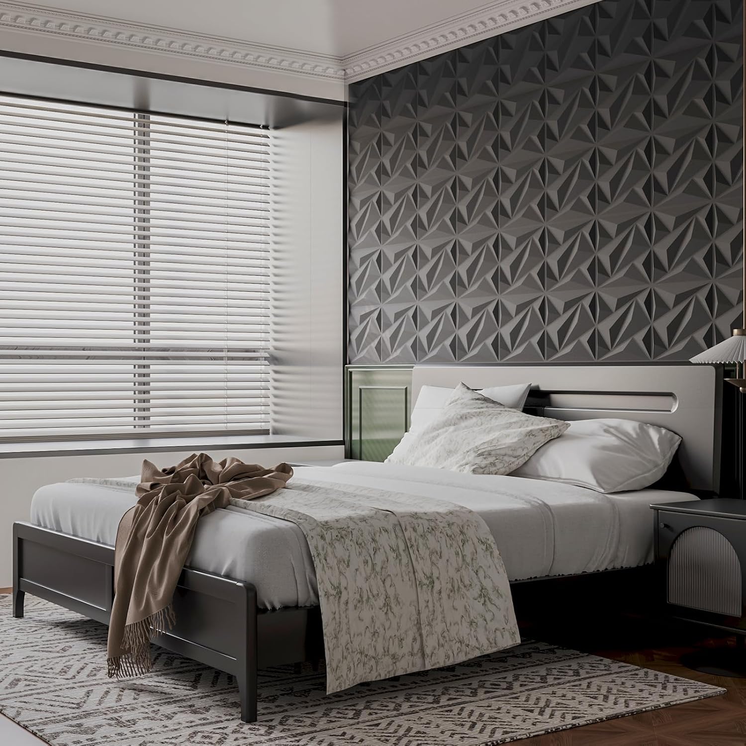 Thumbnail 6 de Art3dwallpanels Diamond 3D PVC Wall Panels, Black, 12 x 12 Inches