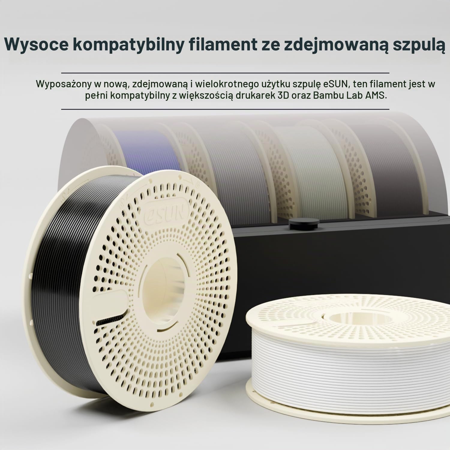 Thumbnail 3 de eSUN PLA-BasicTZ PLA Basic – szary filament PLA 1,75 mm, 1 kg, refill bez szpuli