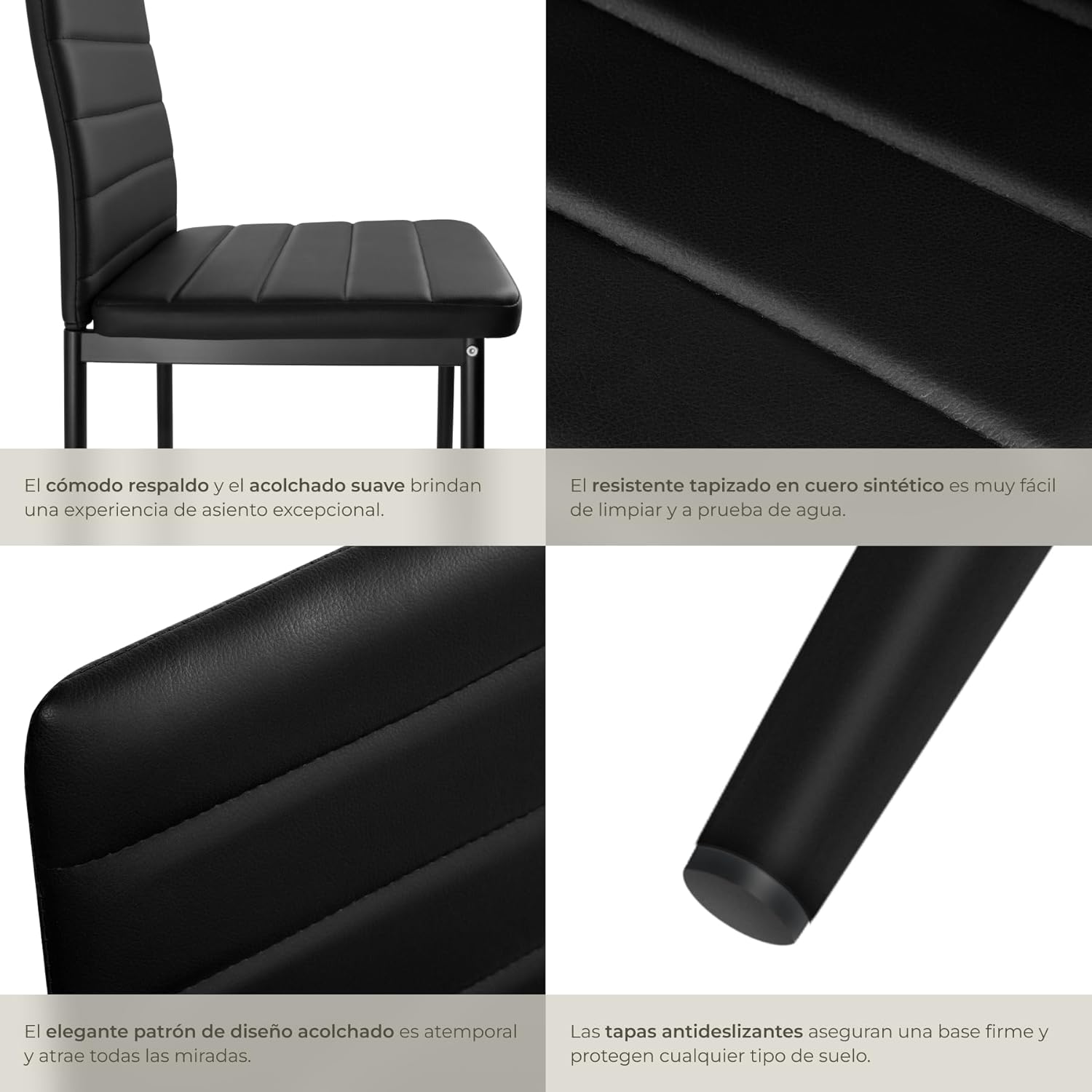 Thumbnail 6 de TecTake® Sillas Comedor Acolchadas Modernas🪑, 6 Negros