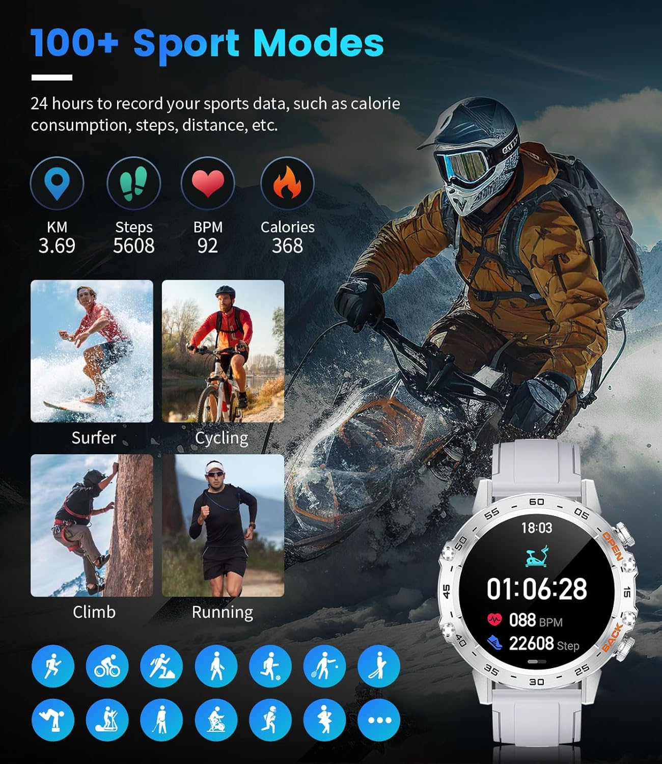 Thumbnail 5 de FOXBOX Smartwatch 1.39-inch with SpO2