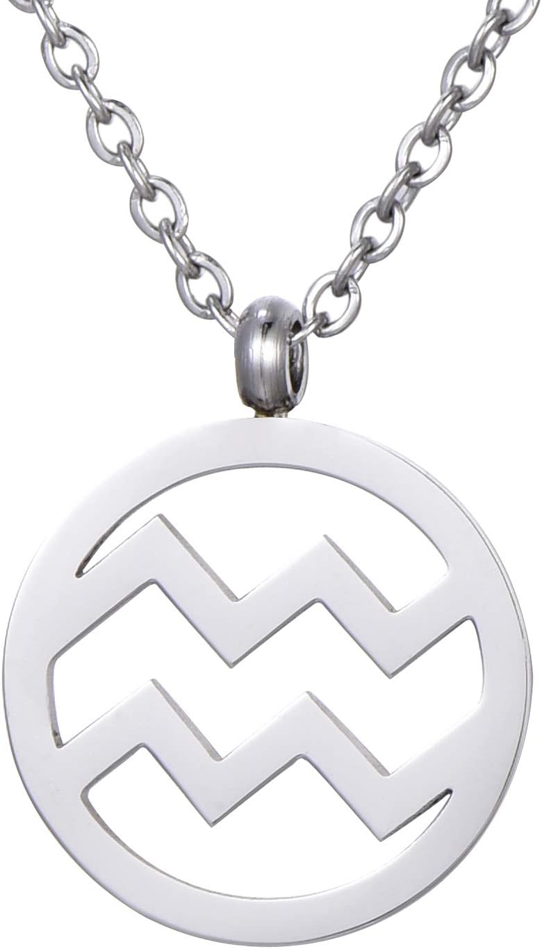 Detalle de Collana Morella da donna in acciaio inox argento con ciondolo segno zodiacale in sacchetto di velluto