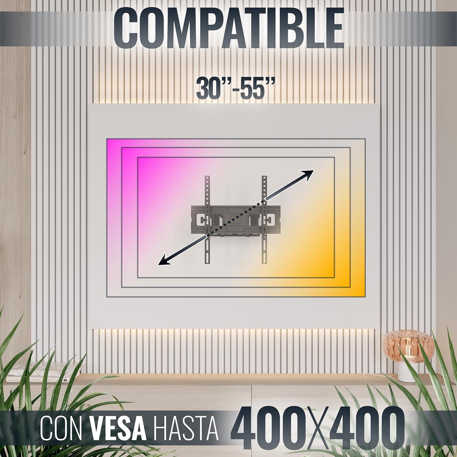 Thumbnail 4 de RICOO Soporte TV Pared 32-55" Articulado Giratorio Negro