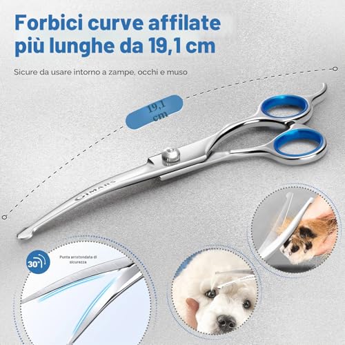 Detalle 2 de Gimars 4CR Forbici Toelettatura Cani Professionali 6 in 1: acciaio inossidabile, rivestimento ceramico e punta di sicurezza