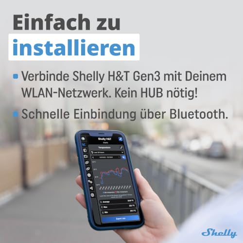 Thumbnail 2 de Shelly H&T Gen3 WLAN-Temperatur- und Feuchtigkeitssensor, Schwarz, E-Paper-Display