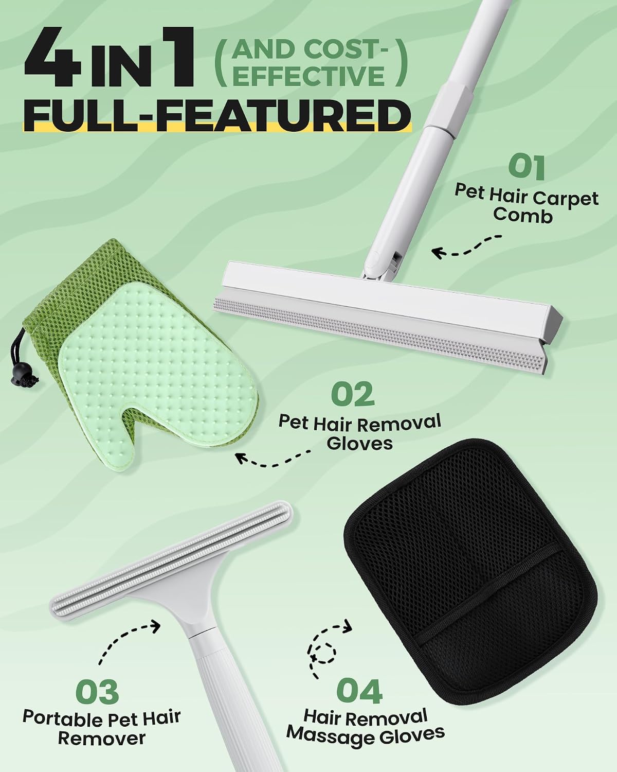 Detalle 2 de 4 in 1 Carpet Rake Kit 60" pet hair remover