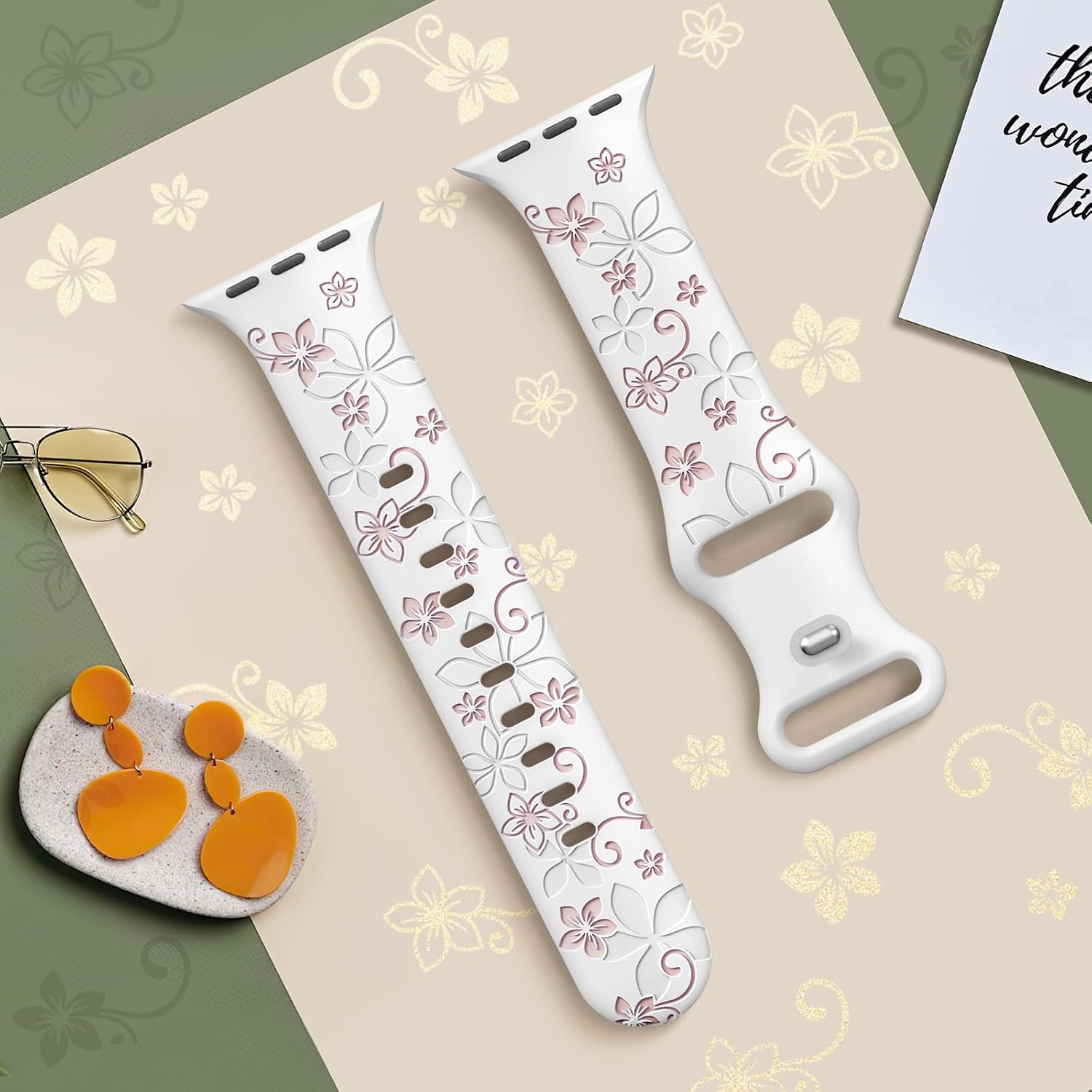 Detalle de Yoohoo Floral engraved watch strap 49mm