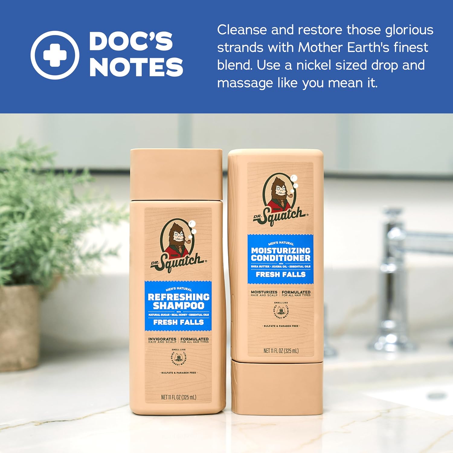 Detalle de Dr. Squatch Natural Men's Shampoo and Conditioner Set – Healthy, Full-Looking Hair