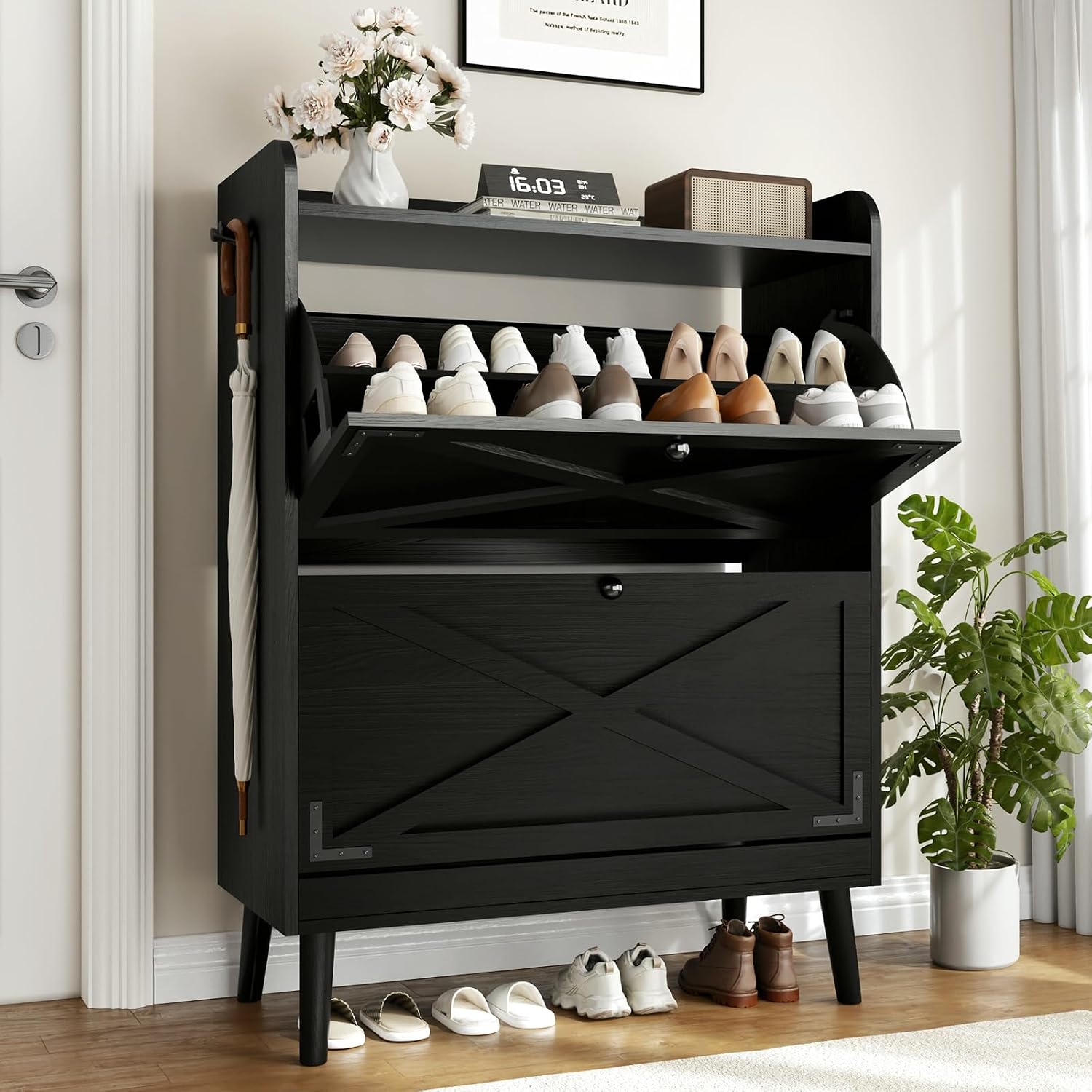Detalle de Wanfuder Shoe Cabinet with 2 Flip Drawers