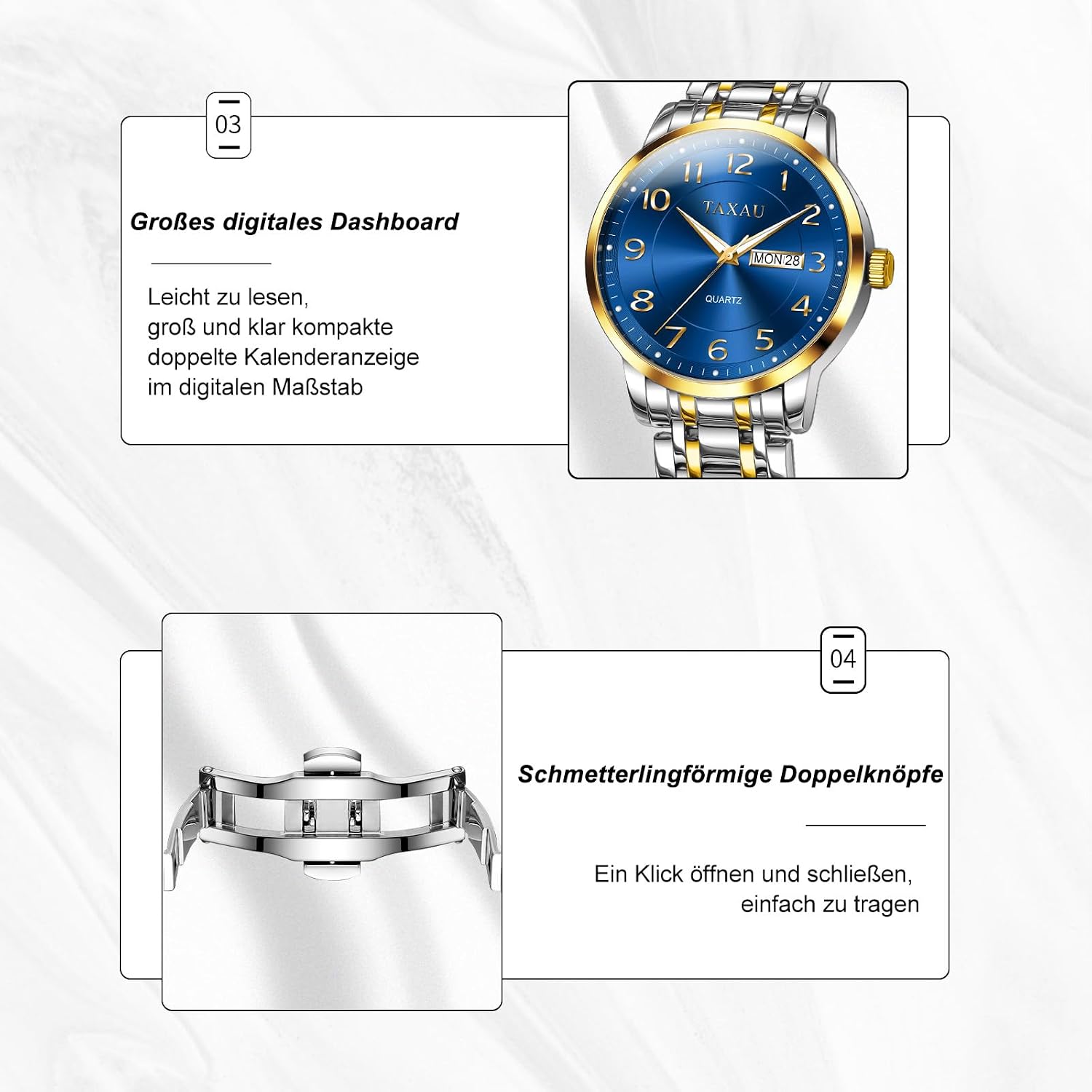Thumbnail 4 de Taxau Herrenuhr Silber Edelstahl 41 mm