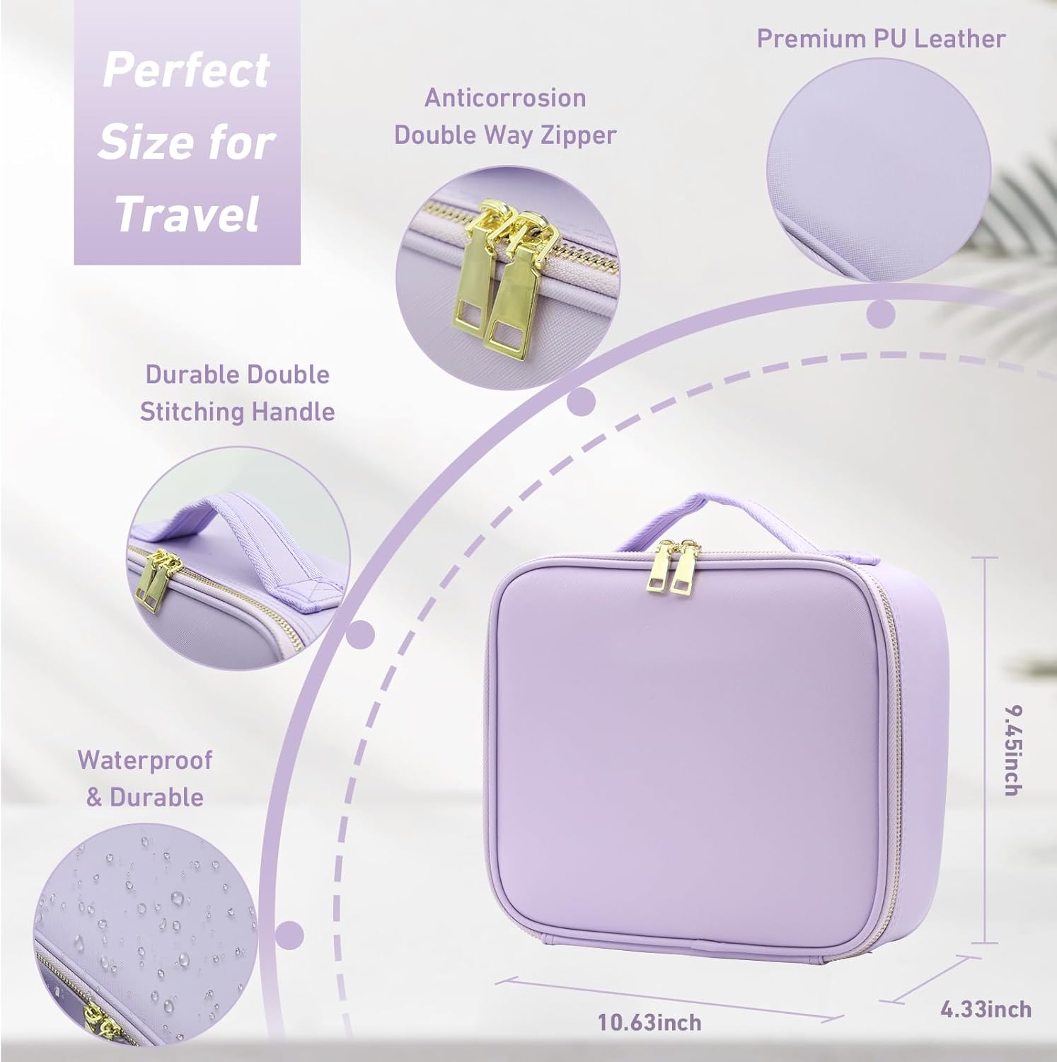 Detalle de Trousse de maquillage de voyage avec grand miroir magnétique amovible et éclairé – 3 couleurs et éclairage ajustable