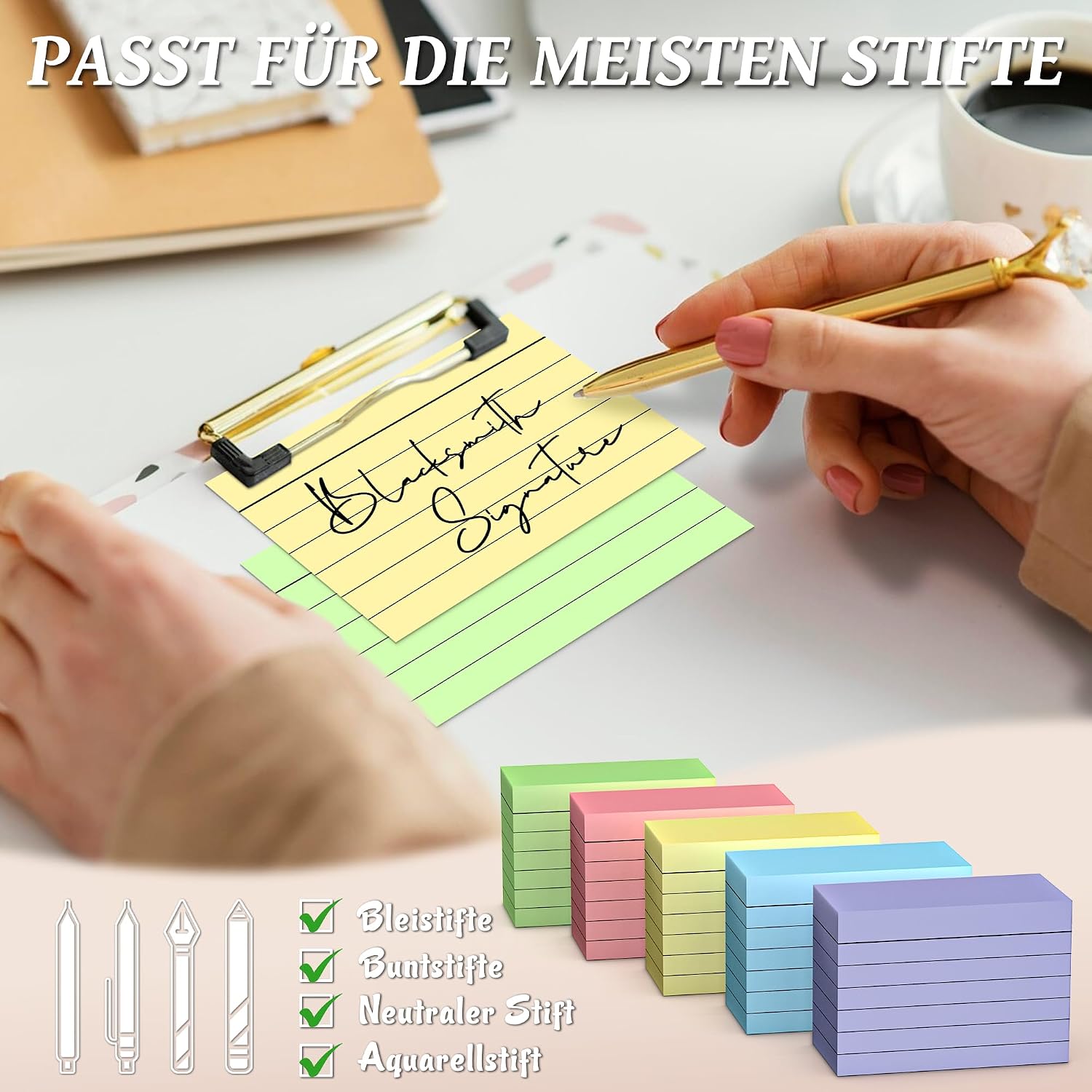 Detalle de 1000PCS Karteikarten Set – A8 Linierte Lernkarten mit Lernbox, Vielseitig für Vokabeln, Formeln und Notizen