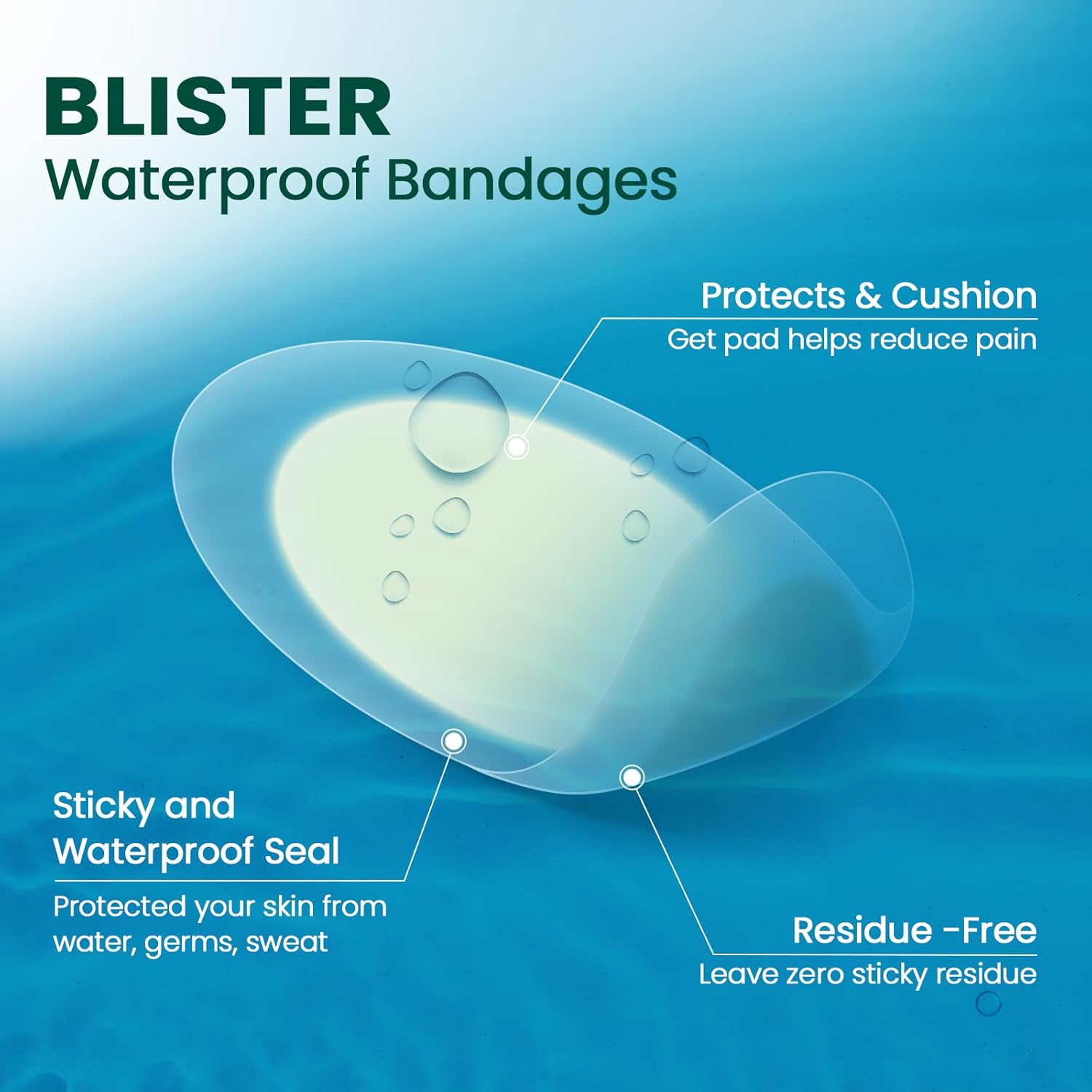 Thumbnail 1 de Welnove 21 Pieces Blister Plasters for Feet – Invisible Hydrocolloid Gel Bandages