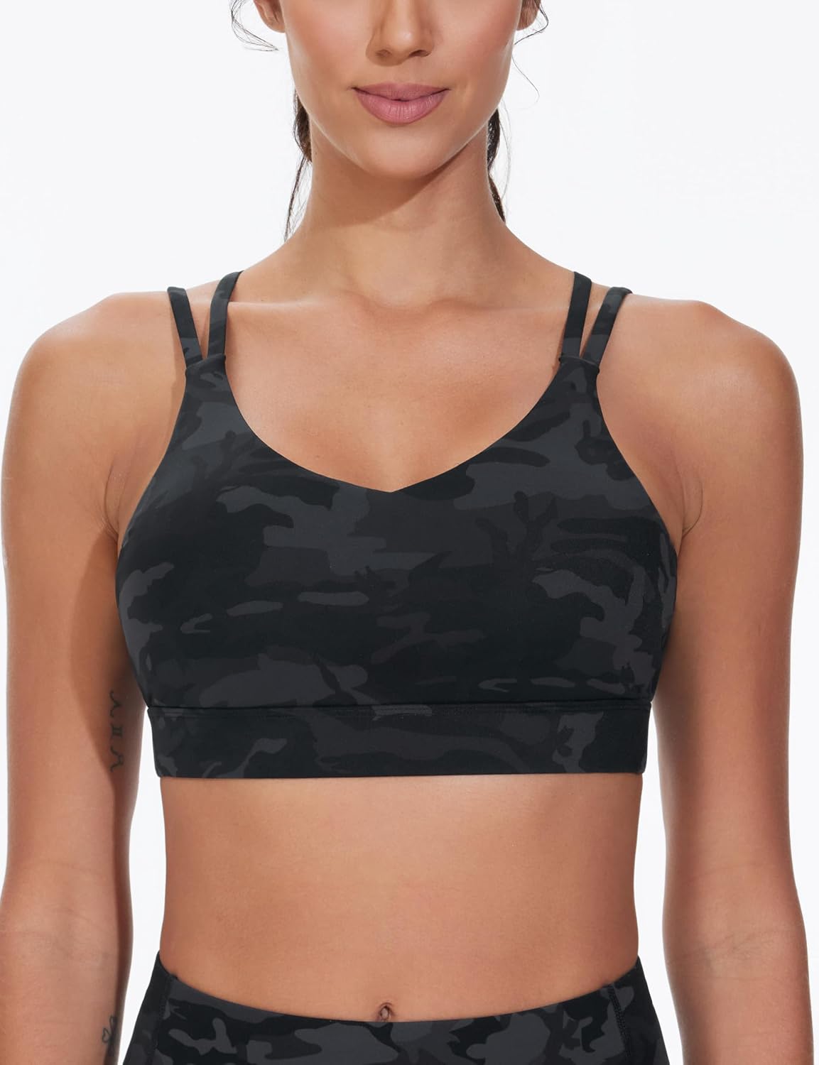 Detalle de THE GYM PEOPLE Reggiseno sportivo da donna con doppia cinghia e spalline imbottite