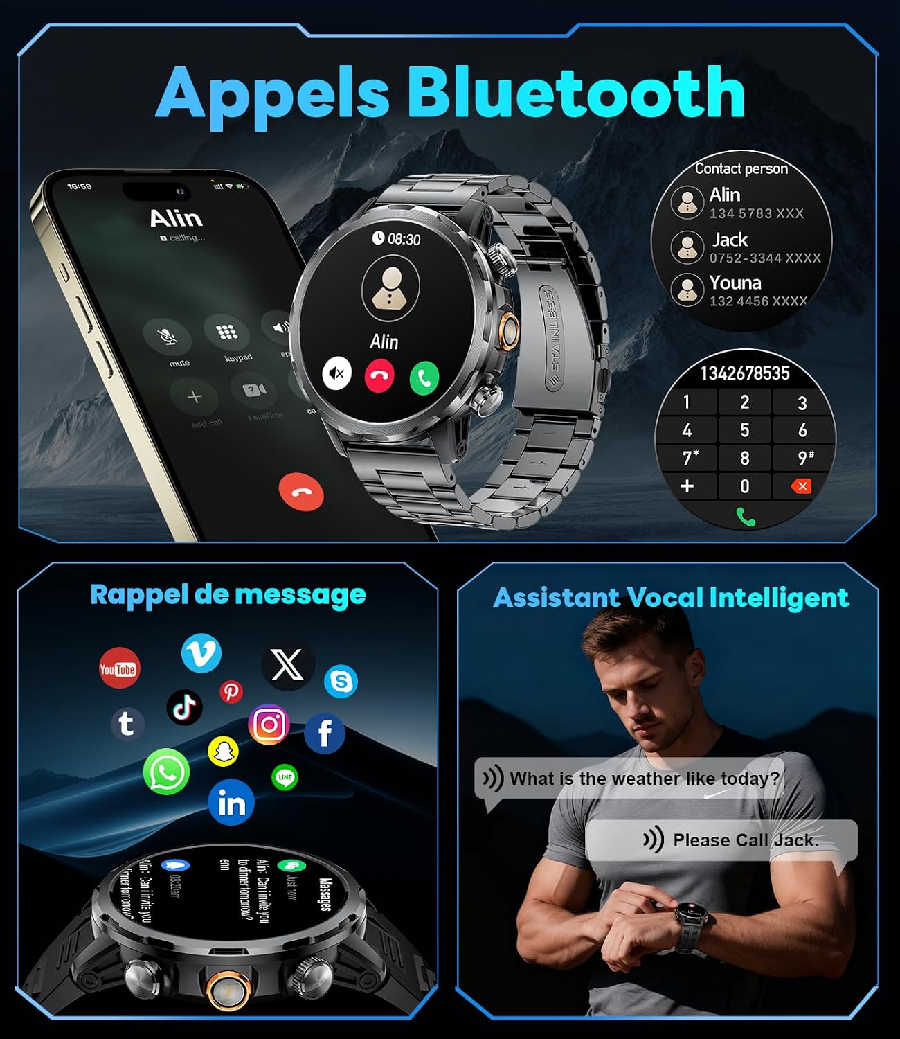 Detalle de BENYAR Smartwatch homme 1,7" IP68
