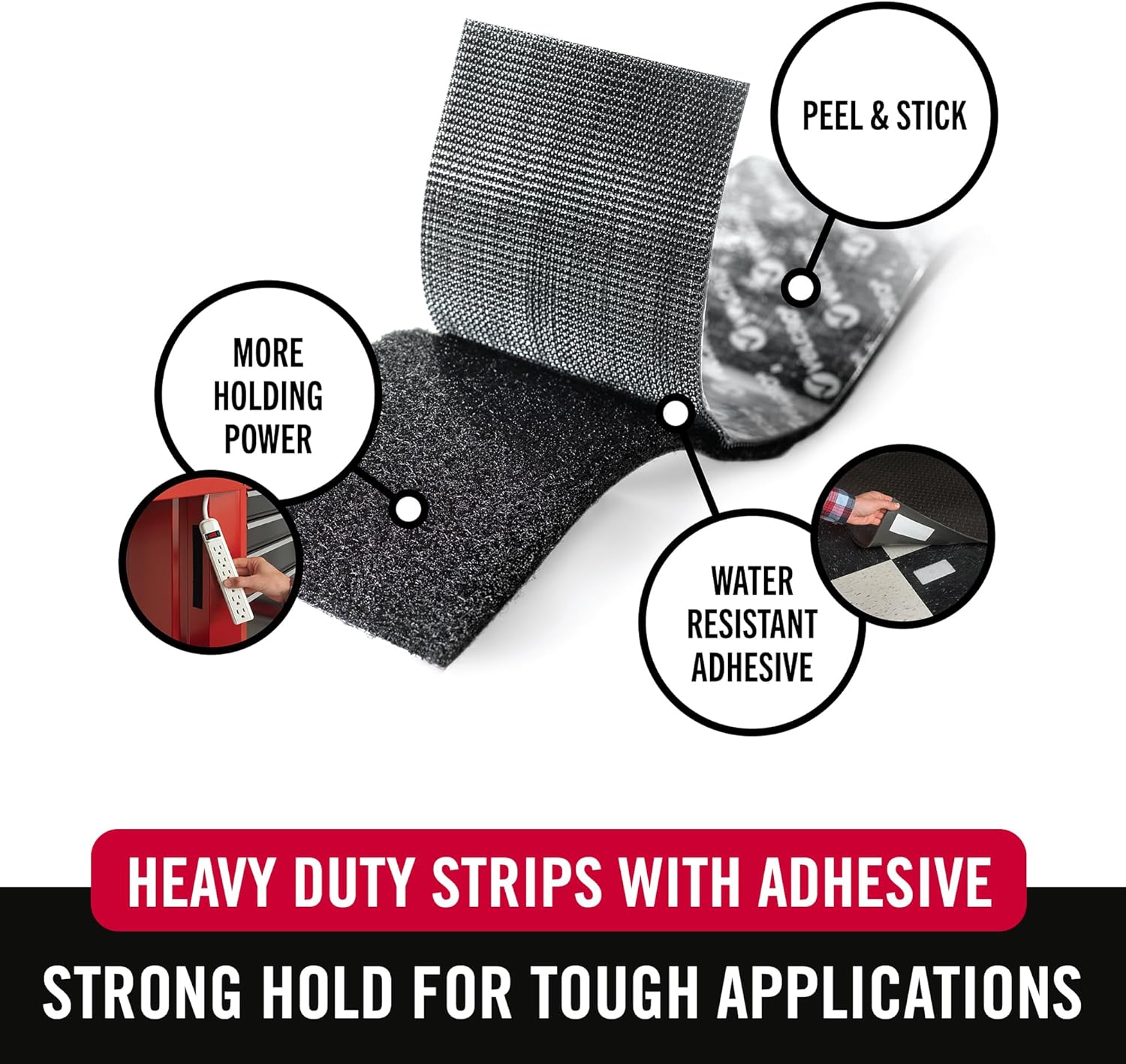 Detalle 2 de VELCRO Brand Heavy Duty Fasteners: 4x2 Inch Strips with Adhesive (8 Sets) for Up to 10 lbs
